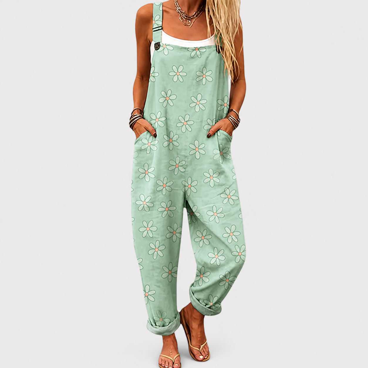 Juana | Peto Verde con Estampado Delicado