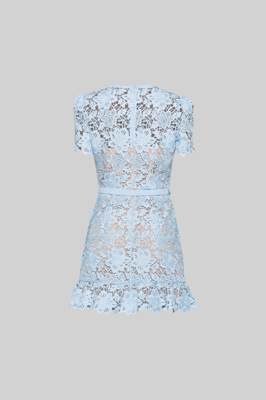 Yasmina | Vestido Floral Bordado Azul de Manga Corta