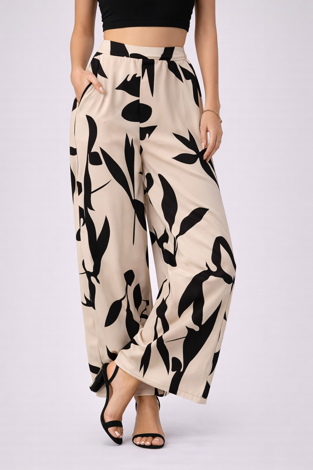 Gisele | Pantalones palazzo con estampado floral y corte ancho