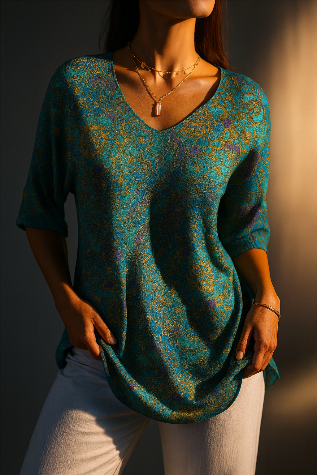 Bruna | Blusa fluida elegante con estampado refinado