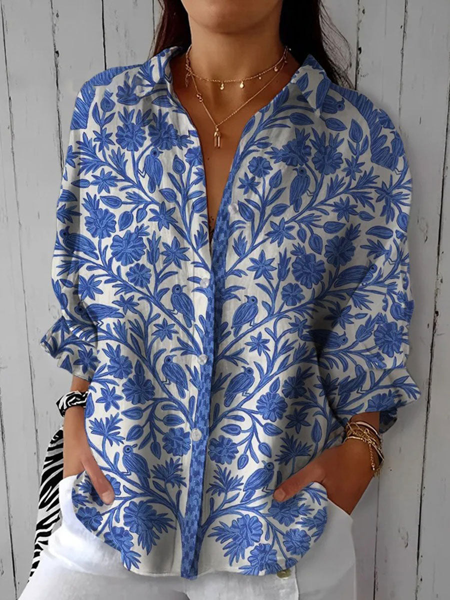 Blanca | Blusa Floral Azul