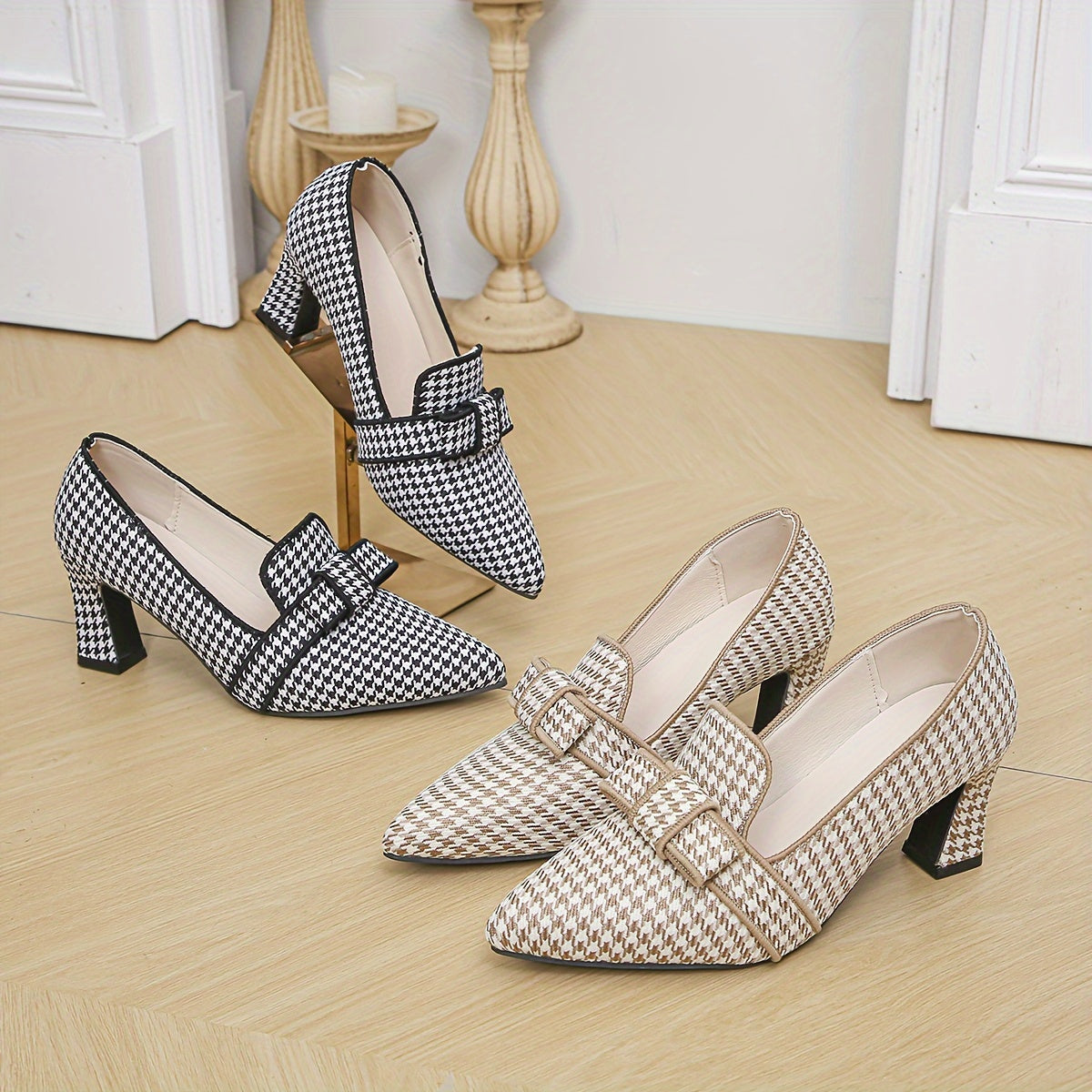 Chloé | Zapato de Tacón con Estampado Pata de Gallo