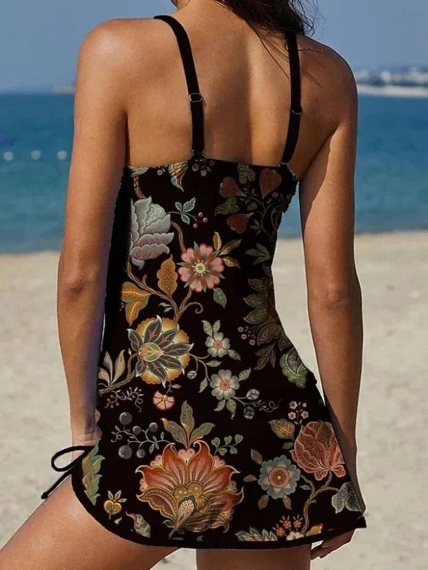 Diana - Traje de Baño Floral con Short y Efecto Vientre Plano