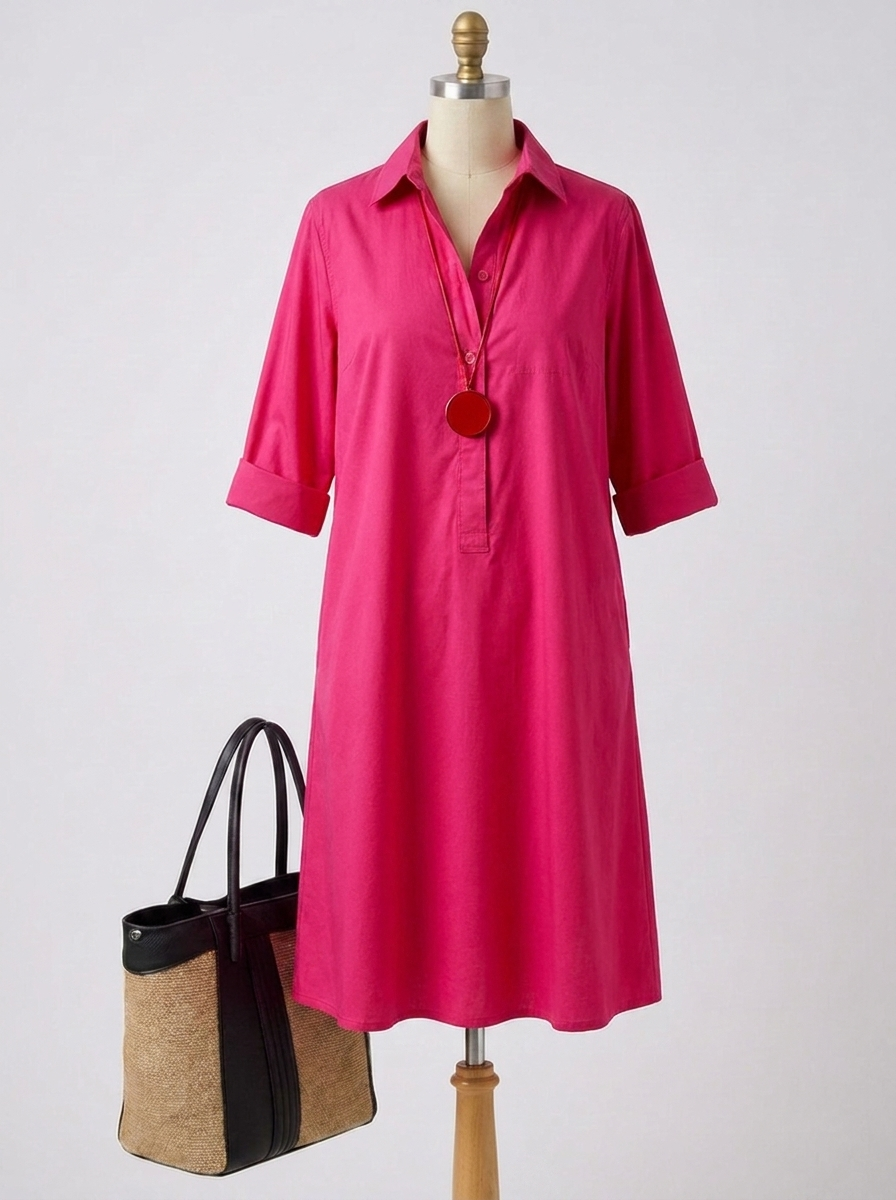 Paulina | Vestido Midi Elegante Fucsia
