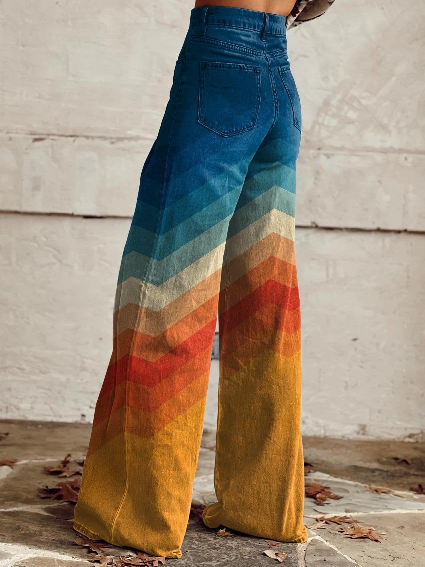 Léa | Pantalones elegantes retro de zig zag