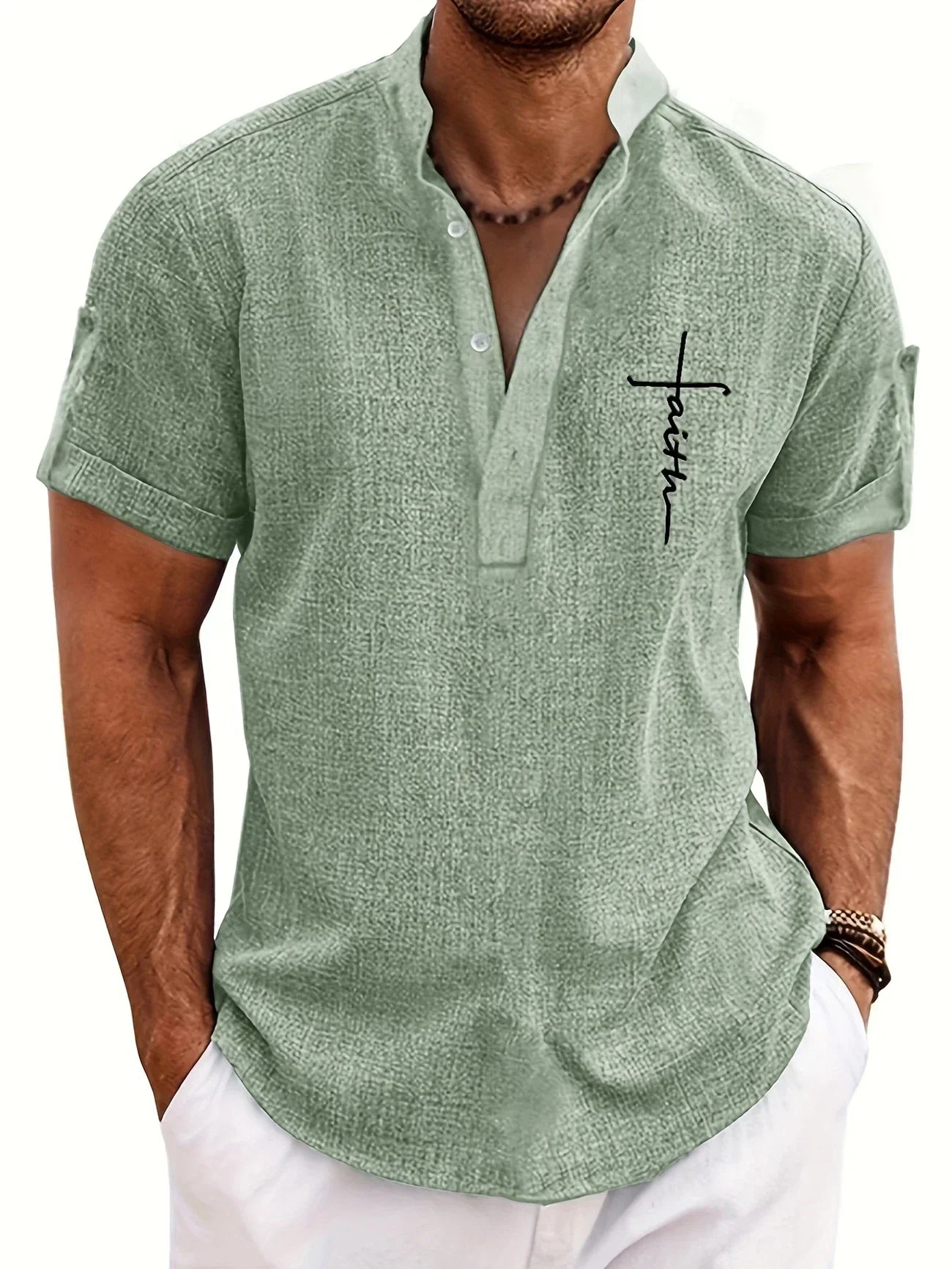 Jesús | Camisa Elegante Cuello Mao