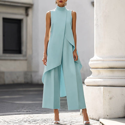 Silvia | Conjunto Elegante de Cuello Alto y Pierna Ancha
