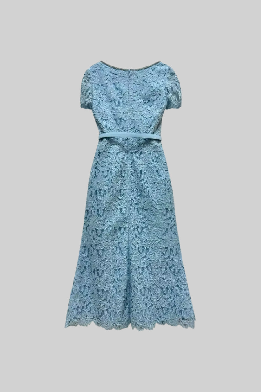 Azucena | Vestido Midi de Encaje Azul Cielo