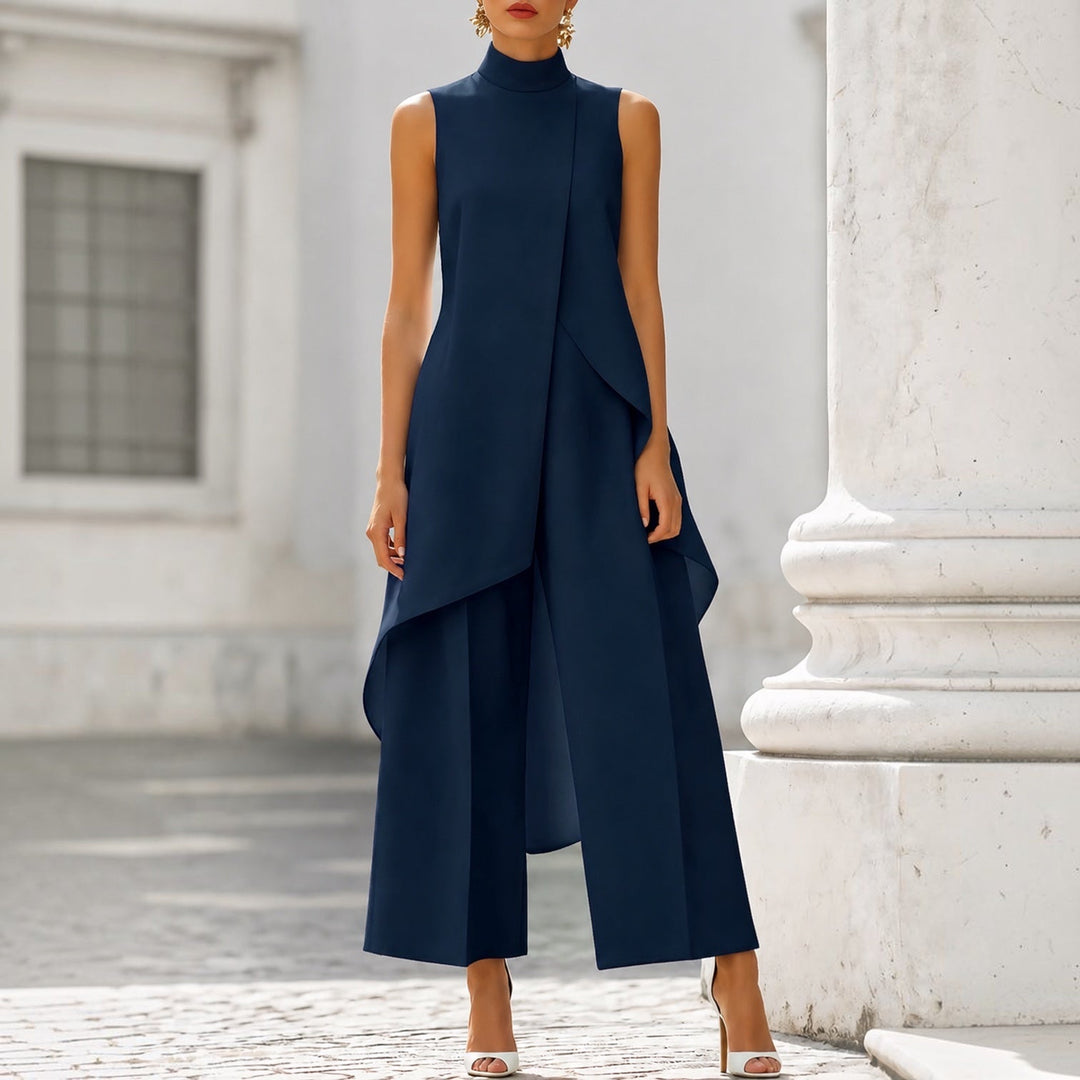 Silvia | Conjunto Elegante de Cuello Alto y Pierna Ancha