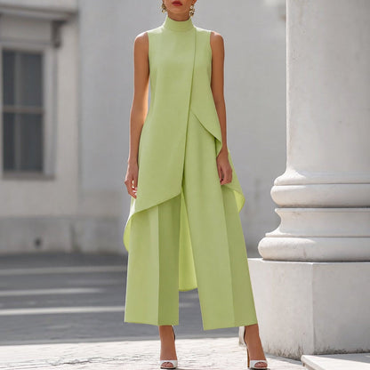 Silvia | Conjunto Elegante de Cuello Alto y Pierna Ancha