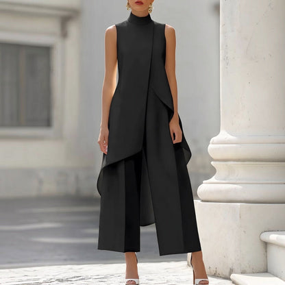 Silvia | Conjunto Elegante de Cuello Alto y Pierna Ancha