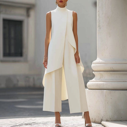 Silvia | Conjunto Elegante de Cuello Alto y Pierna Ancha