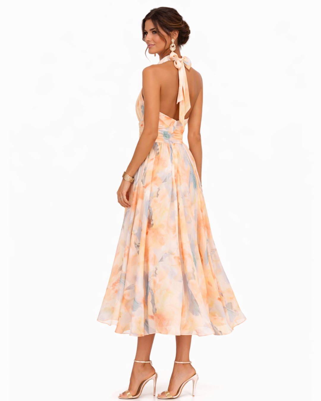 Celine | Vestido Halter Fluido Acuarela