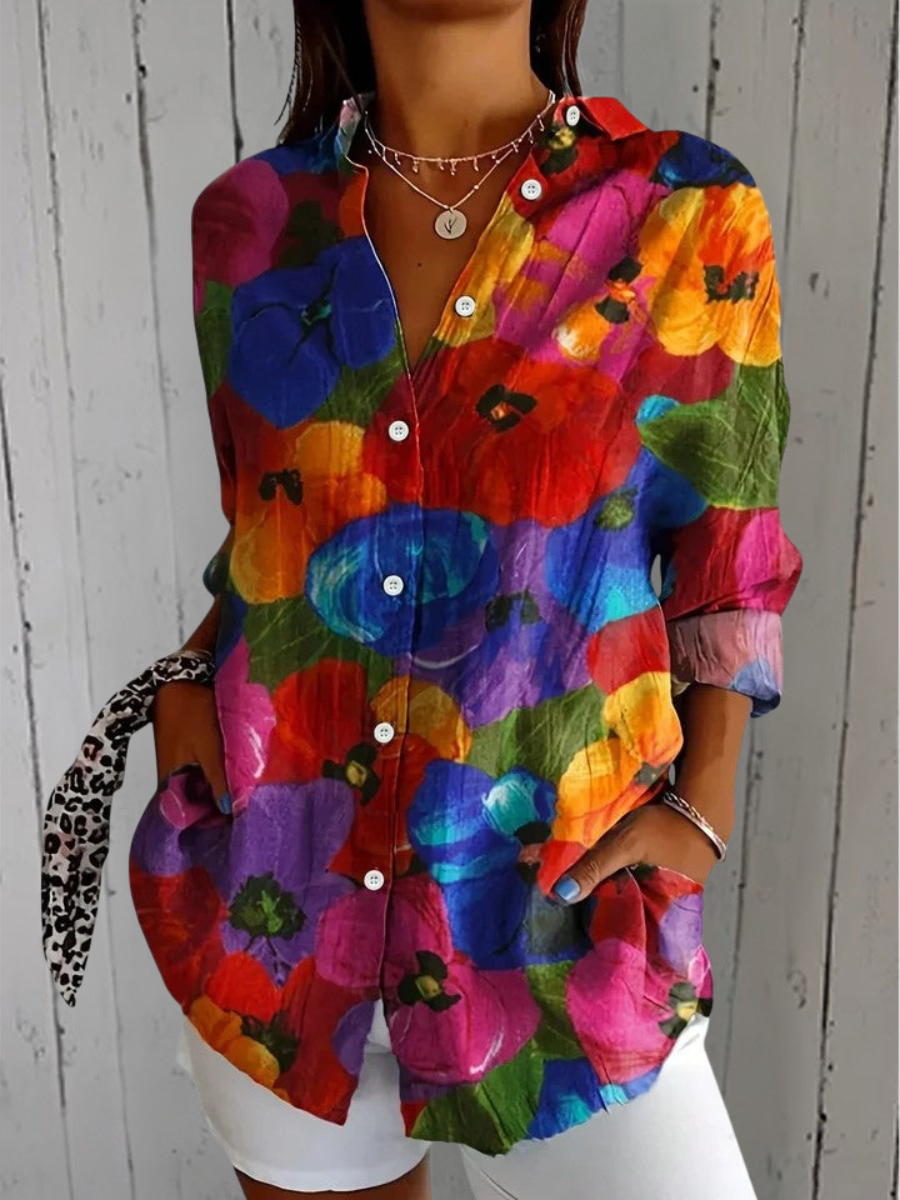 Anita | Blusa Artística Multicolor con Botones