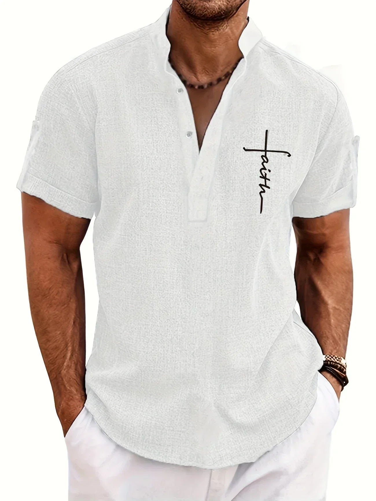 Jesús | Camisa Elegante Cuello Mao