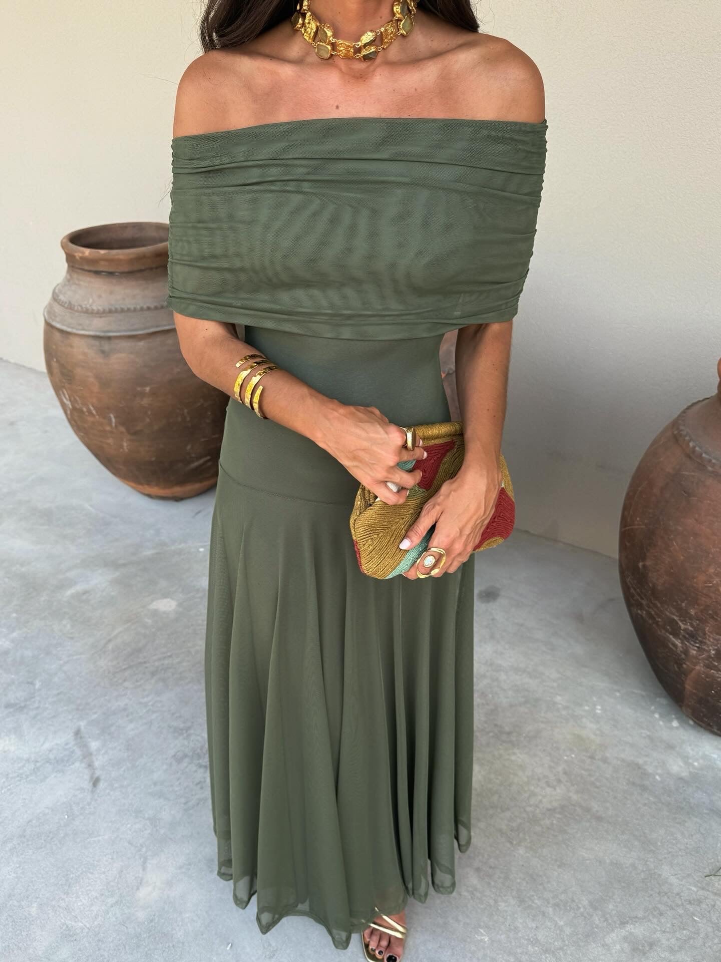 Sevilla | Vestido Maxi Verde Oliva