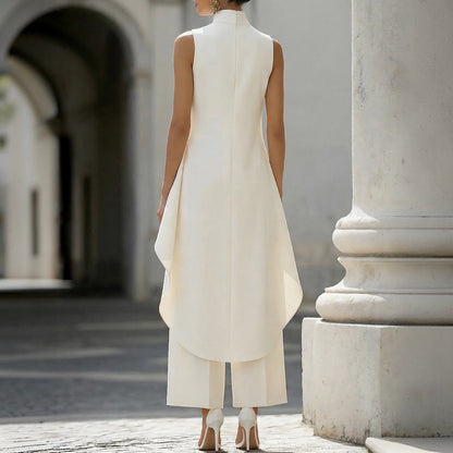 Silvia | Conjunto Elegante de Cuello Alto y Pierna Ancha
