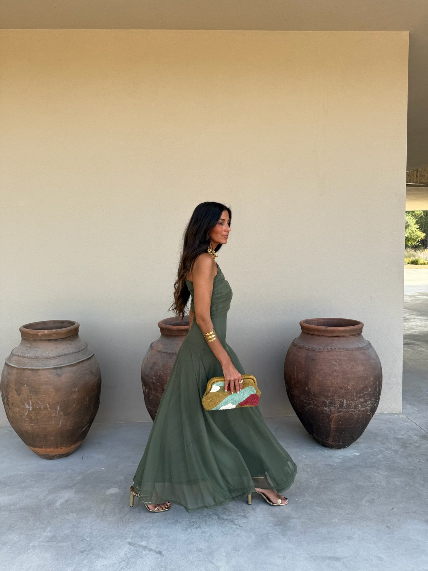 Sevilla | Vestido Maxi Verde Oliva