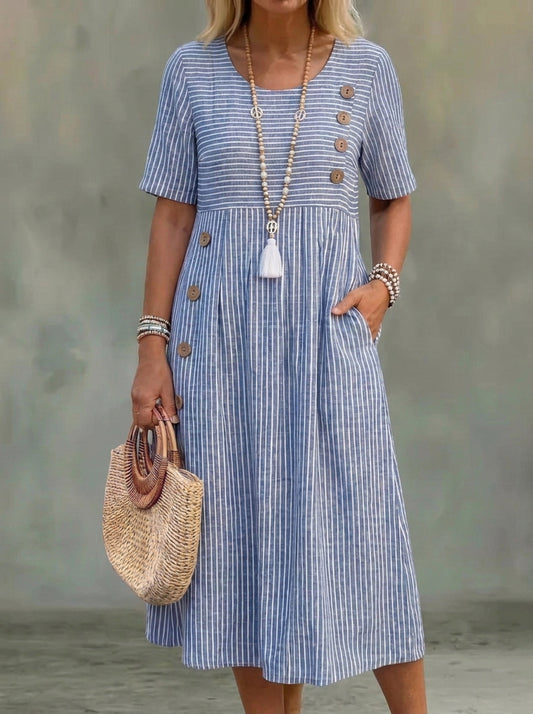 Silvia | Vestido Elegante midi a rayas