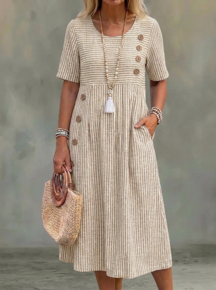 Silvia | Vestido Elegante midi a rayas