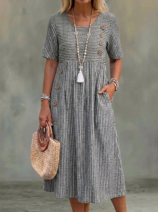 Silvia | Vestido Elegante midi a rayas