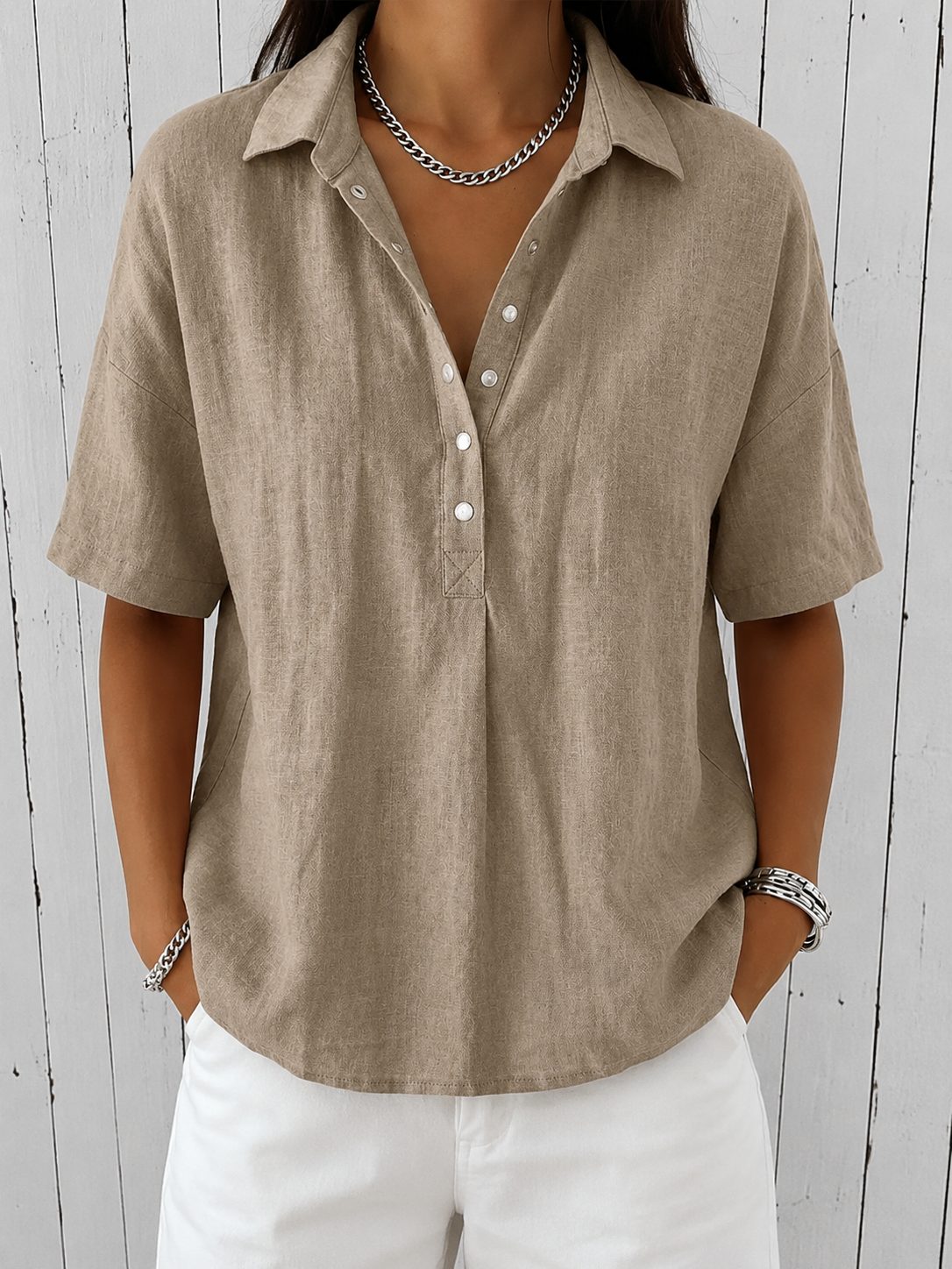 Concha | Blusa con Cuello y Botones