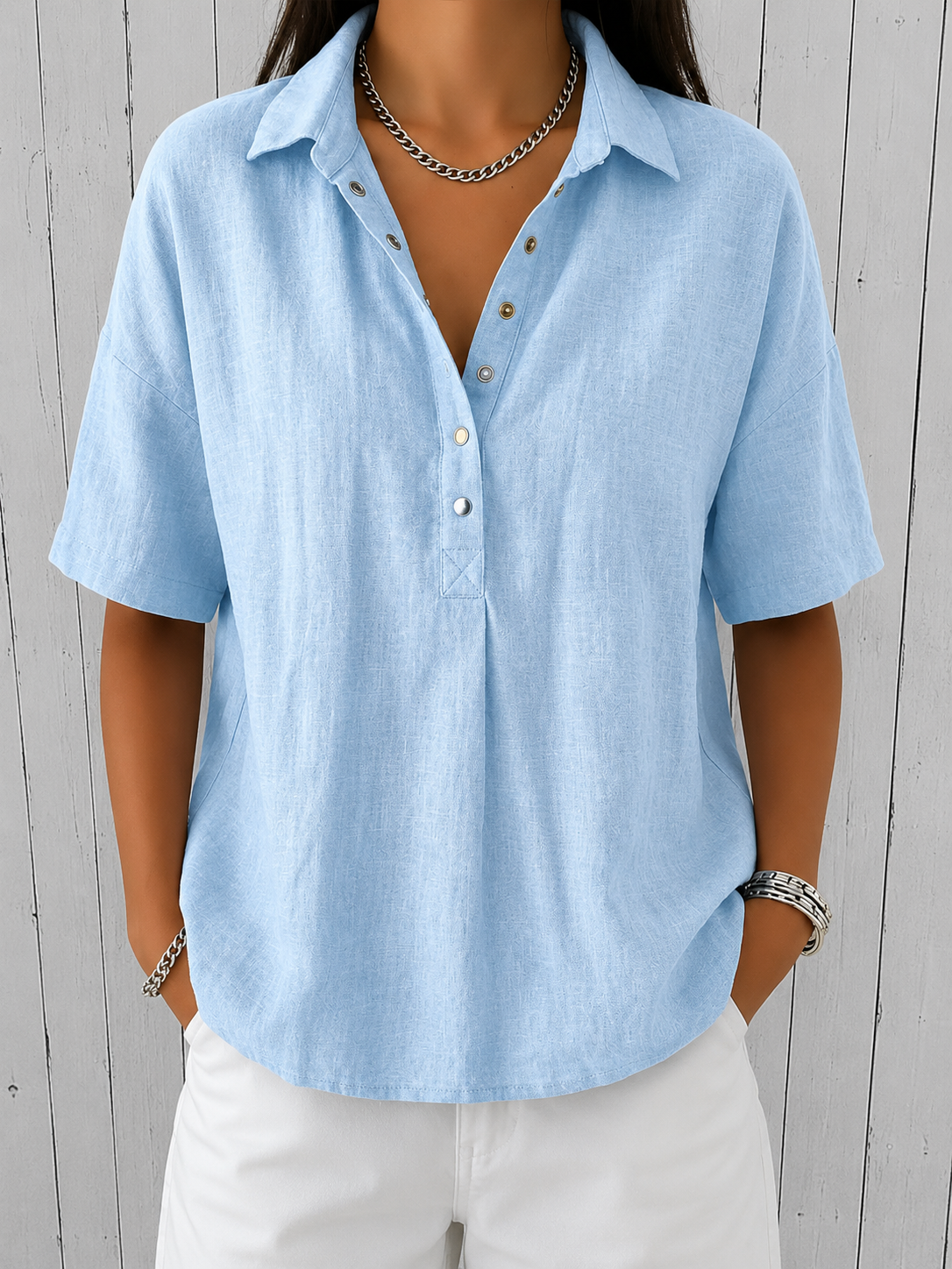 Concha | Blusa con Cuello y Botones