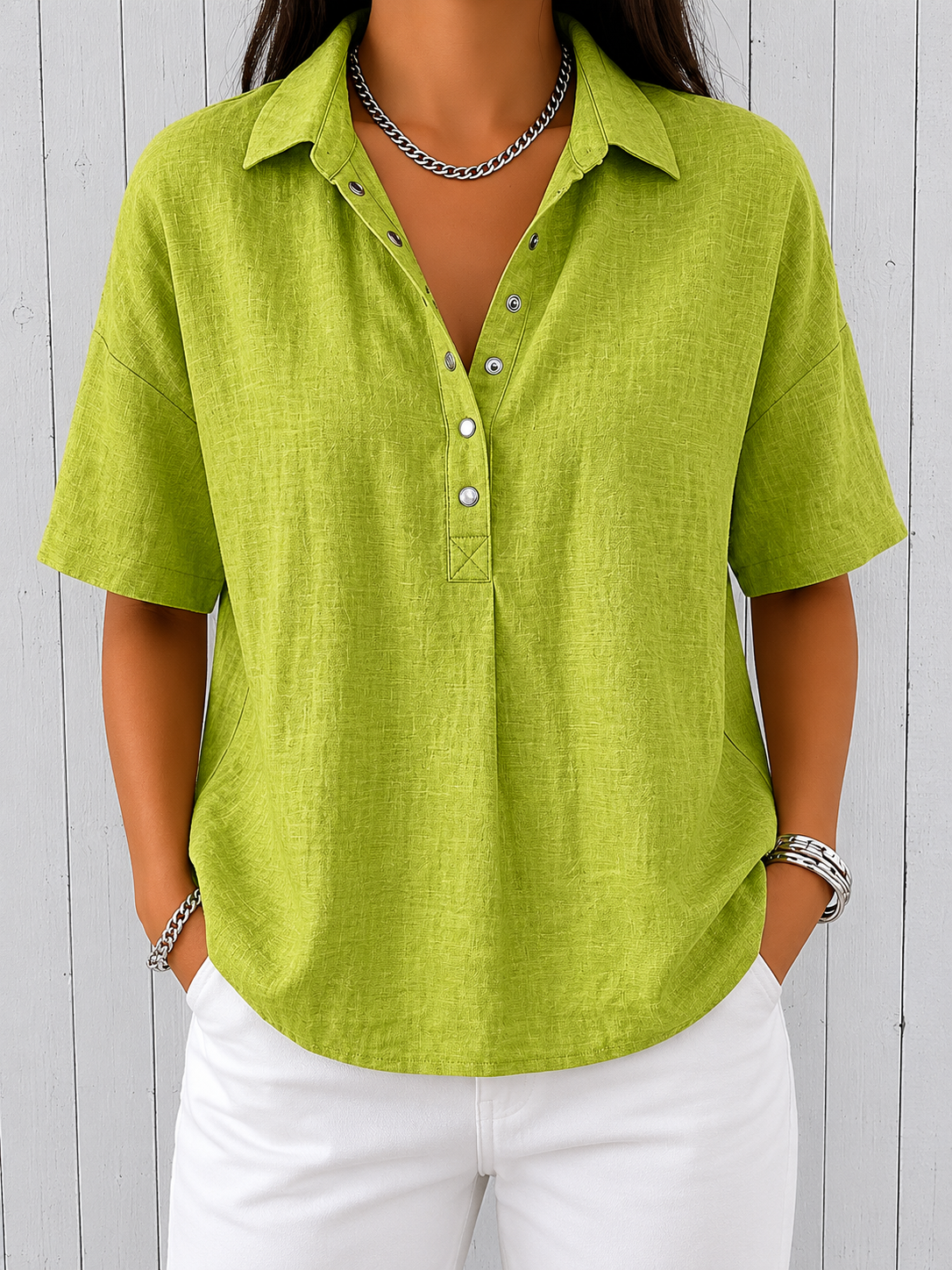 Concha | Blusa con Cuello y Botones