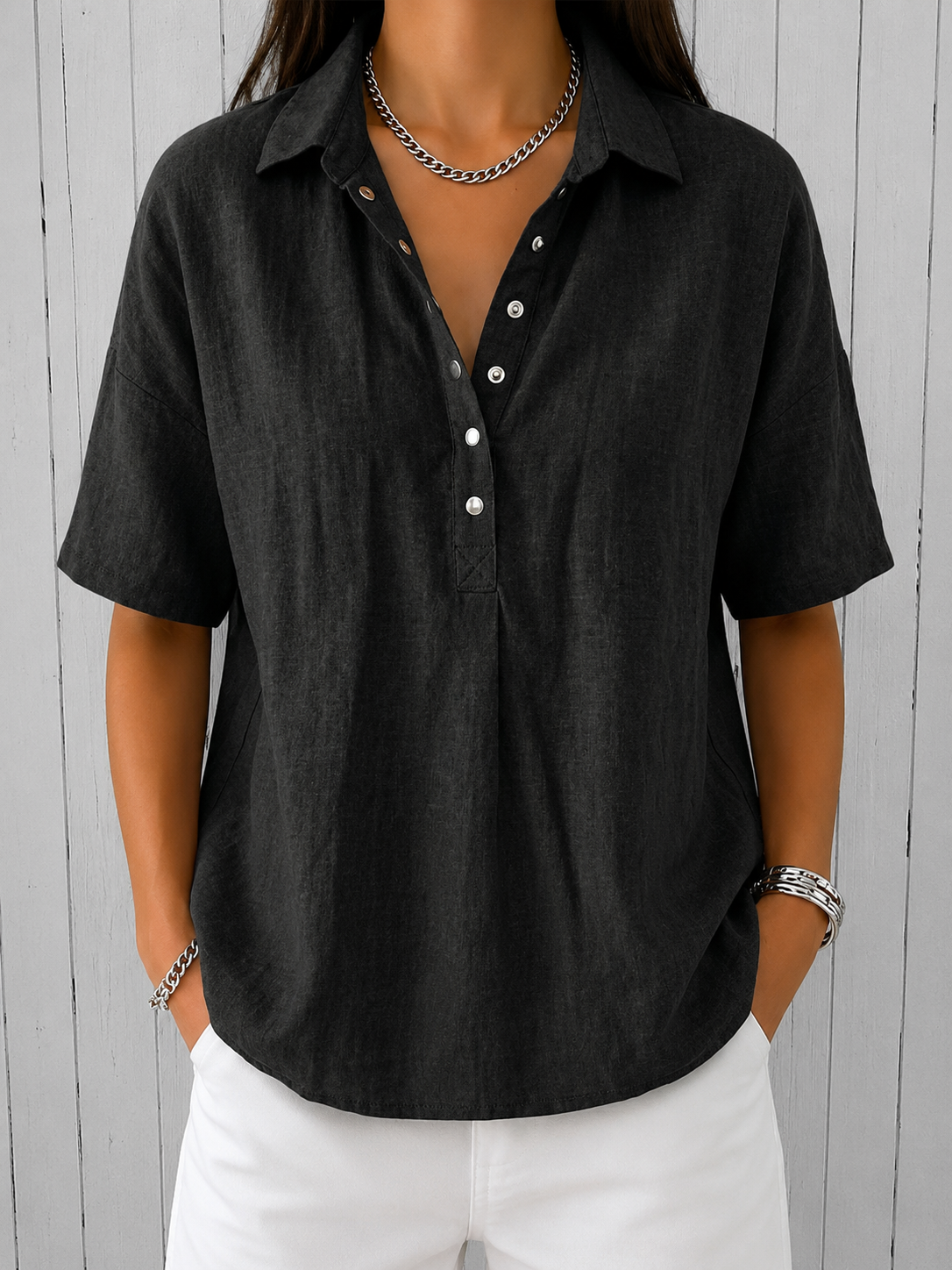 Concha | Blusa con Cuello y Botones