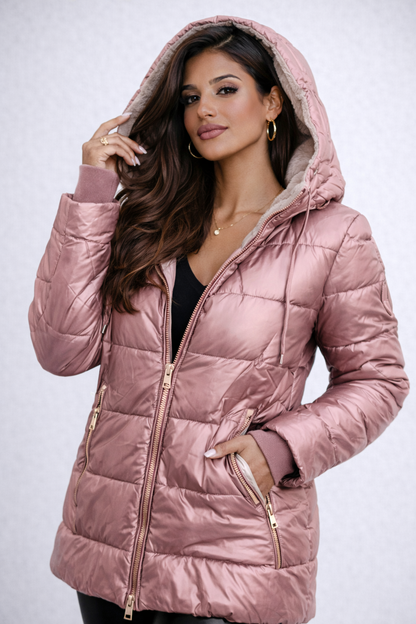 Julieta | Chaqueta acolchada de moda para mujer, cálida y con capucha