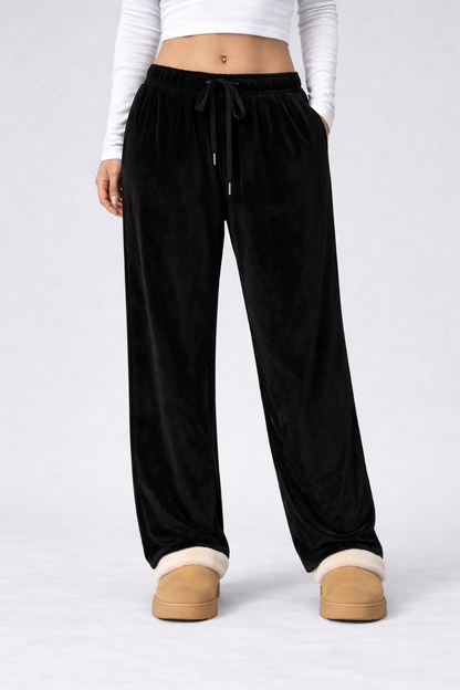Lorenna | Pantalones de estar por casa cómodos para mujer, confeccionados en suave terciopelo