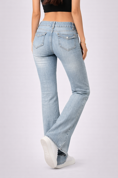 Gabrielle | Jeans acampanados de tiro bajo y alta elasticidad