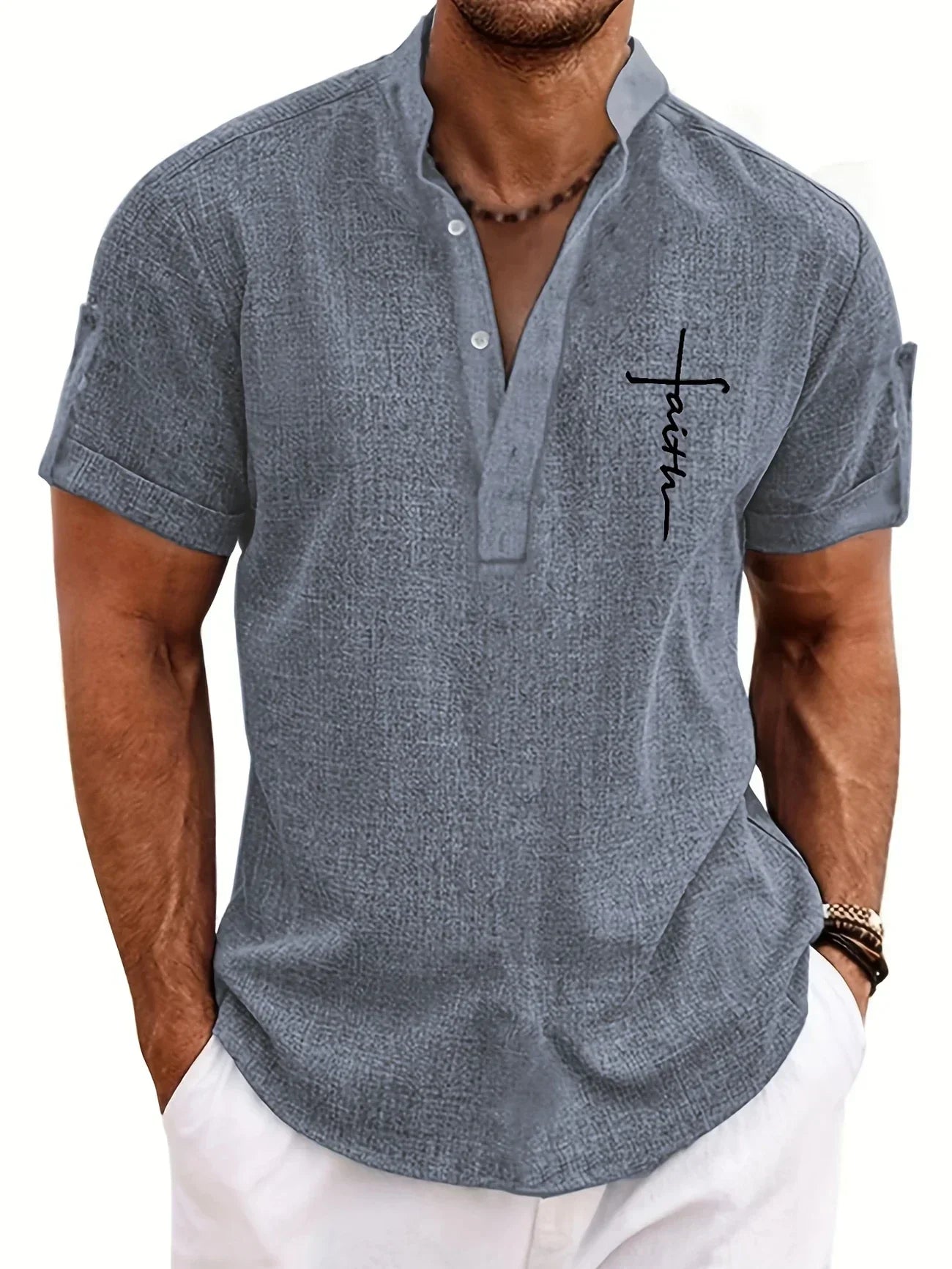 Jesús | Camisa Elegante Cuello Mao