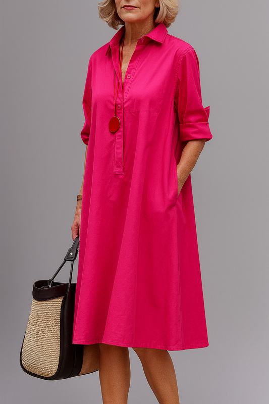 Paulina | Vestido Midi Elegante Fucsia