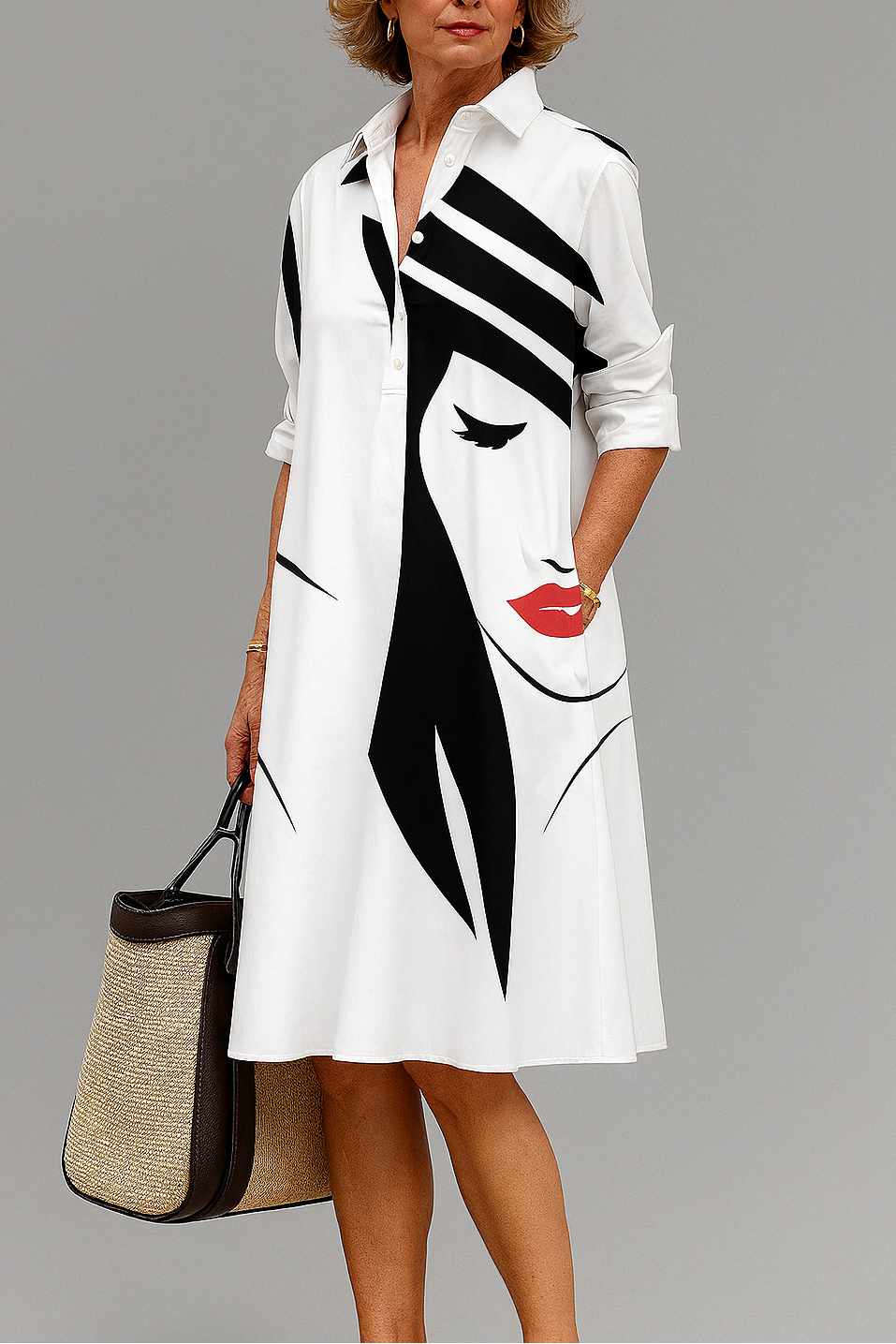 Eva | Vestido Midi con Estampado Elegante