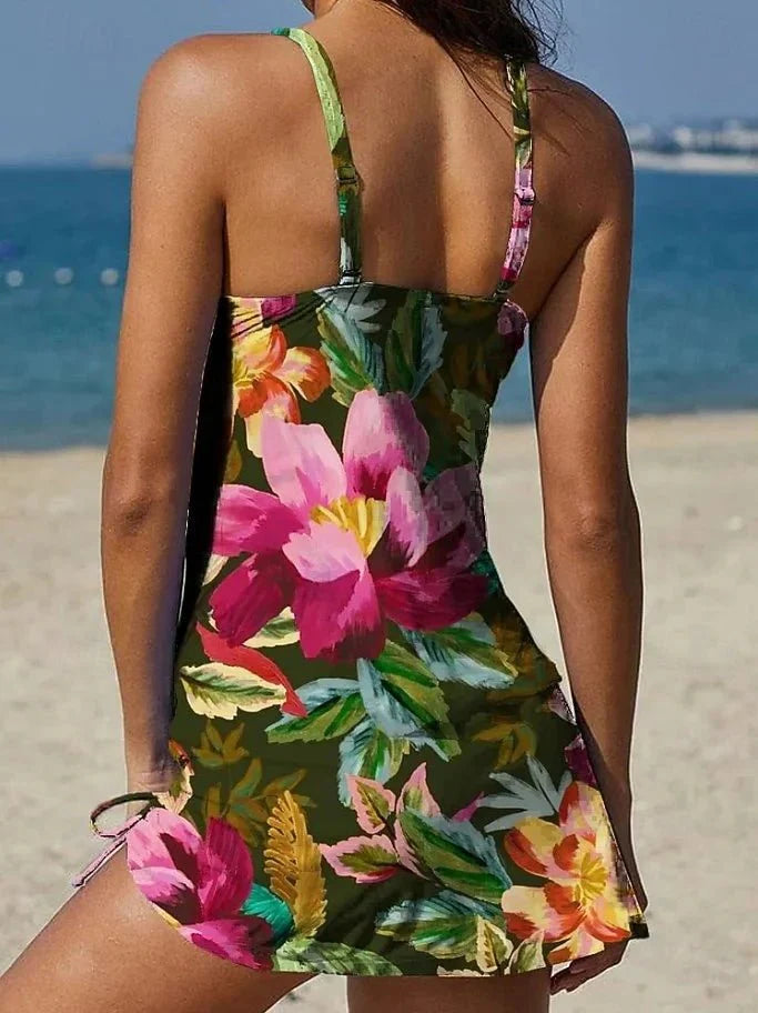 Diana - Traje de Baño Floral con Short y Efecto Vientre Plano