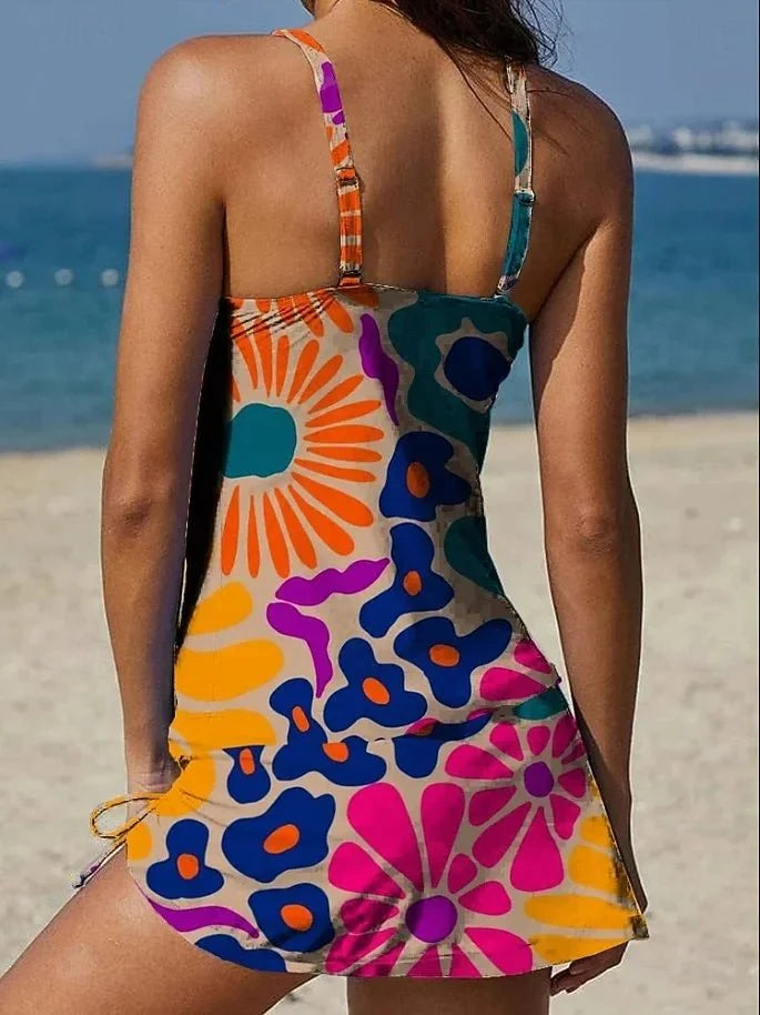 Diana - Traje de Baño Floral con Short y Efecto Vientre Plano