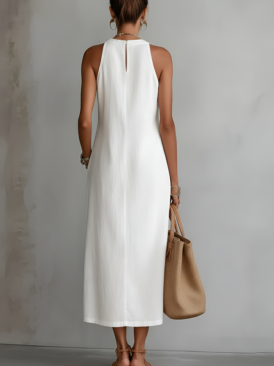 Jimena | Vestido Midi Elegante con cuello Mao