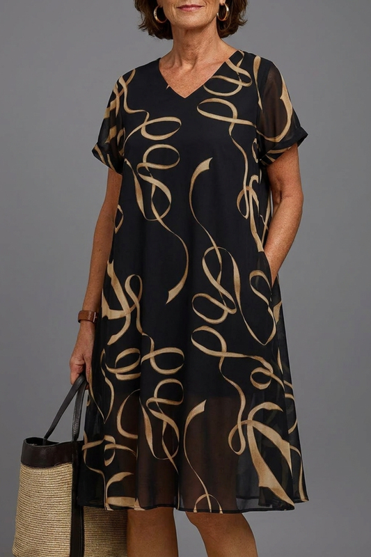 Rosalía | Vestido Midi Elegante Abstracto